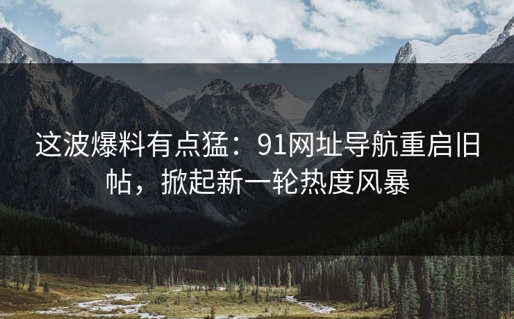 这波爆料有点猛：91网址导航重启旧帖，掀起新一轮热度风暴