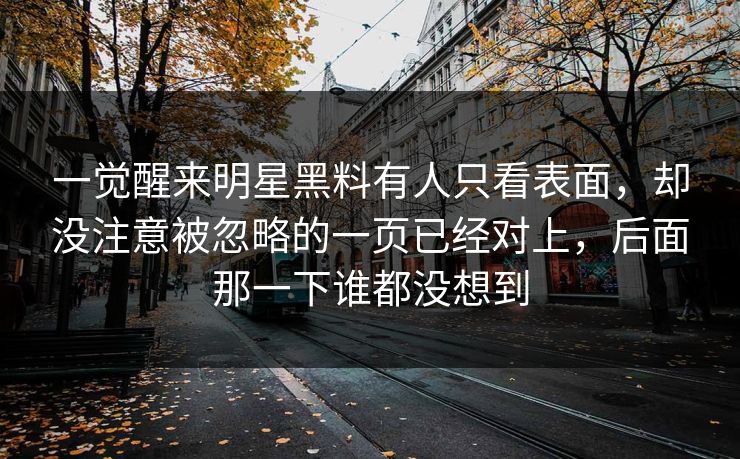 一觉醒来明星黑料有人只看表面，却没注意被忽略的一页已经对上，后面那一下谁都没想到